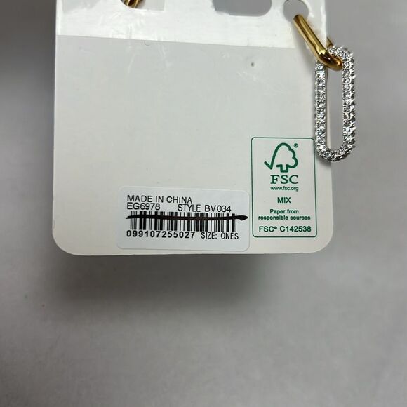 J. Crew BV034 Pavé crystal link earrings two tone NWT - Picture 8 of 8